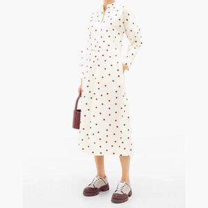 Ganni SS/20 White Polka-Dot Cotton-Poplin Midi Dress